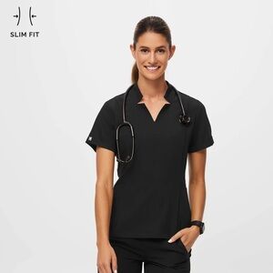 Sold Out FIGS Black Inala Slim Scrub Top sz Large NWOT